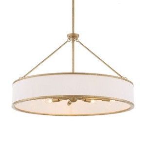 Uttermost Contemporary Loft Style Pendant – Iron Drum with Fabric Lining - 1 of 4