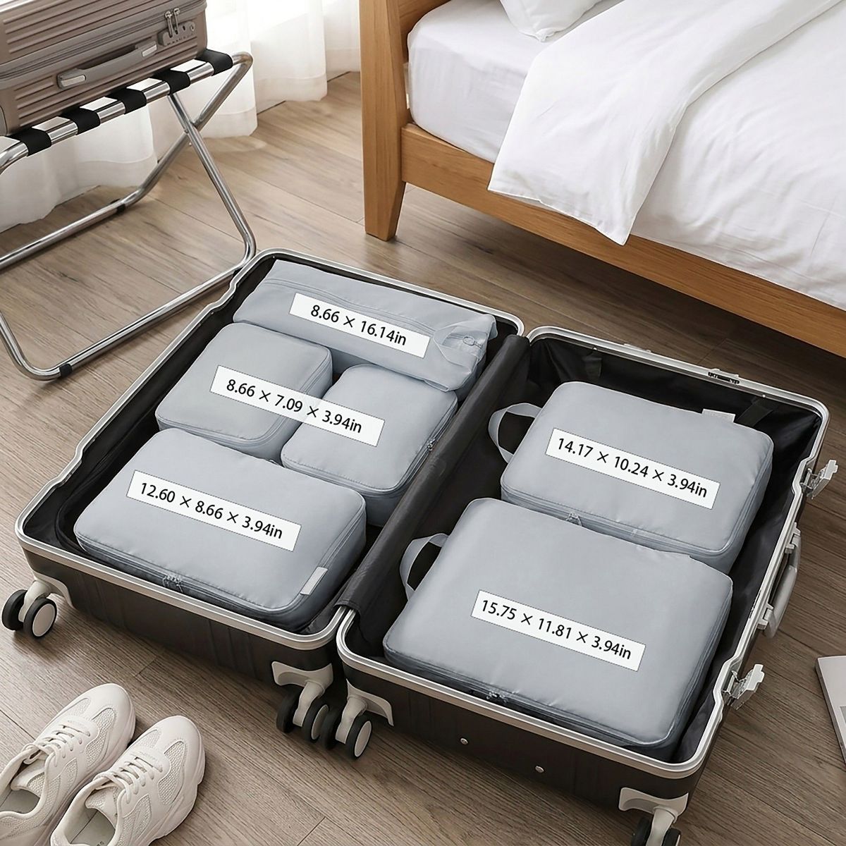 Alilang Travel Packing Cube Set with Zipper Closure Storage Bags Lightweight Organizer Luggage Set Multi Size - thumbnail 3