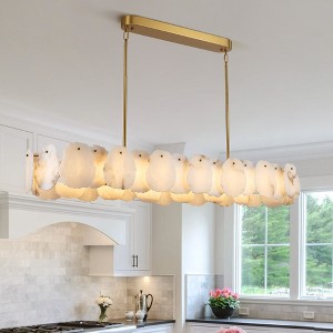 CityFurn 57.8" LED Gold Rectangle Alabaster Chandelier Island Light for Dining Room - 1 of 4