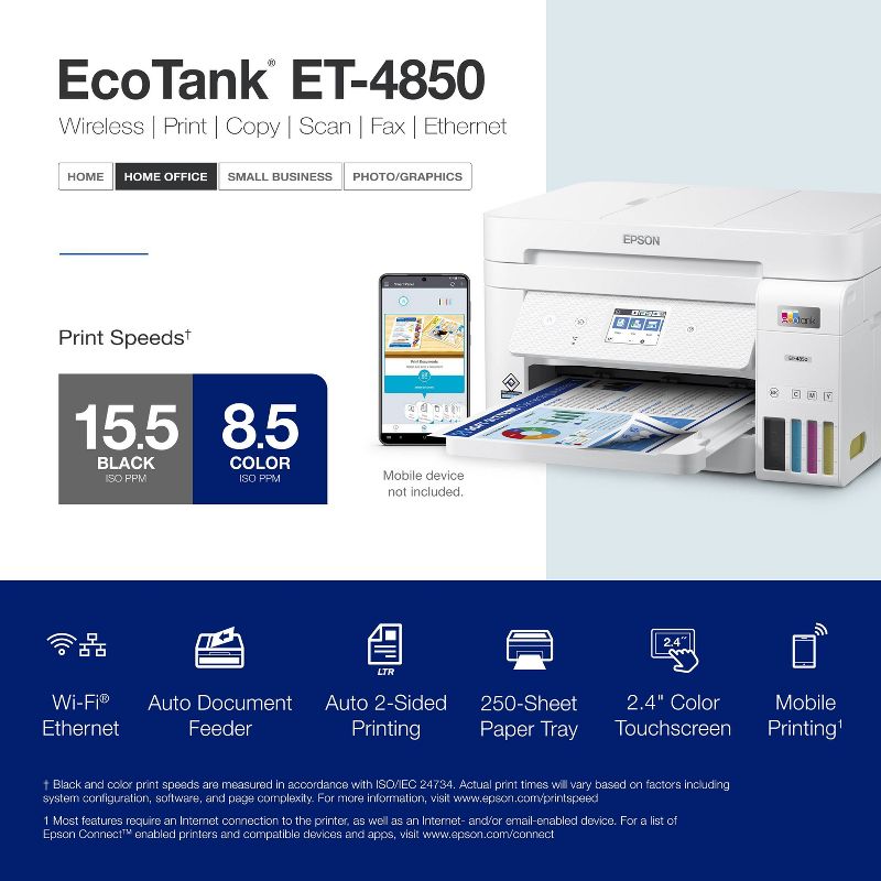 Epson EcoTank ET-4850 All-in-One Cartridge-Free Supertank Printer - White, 6 of 9