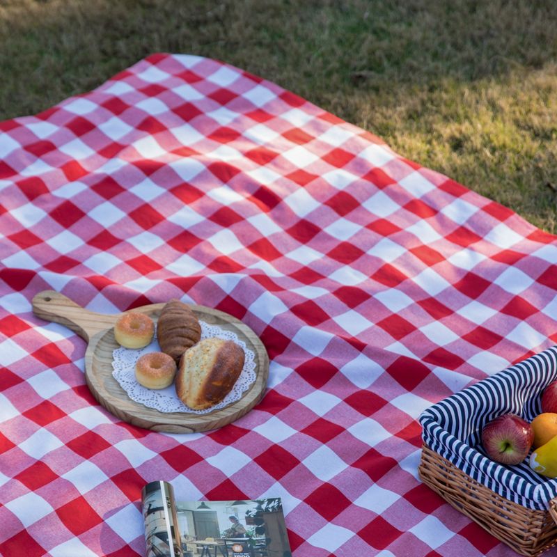Deerlux Red and White Waterproof Plaid Checkered Gingham Outdoor Picnic Tablecloth, 55" x 78" Rectangle, 5 of 7