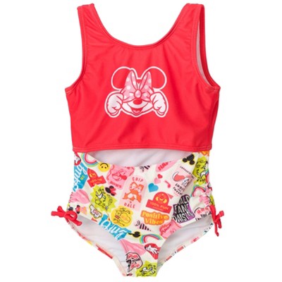 Disney Mickey Mouse Minnie Mouse Toddler Girls One Piece Bathing Suit Red 4t Target