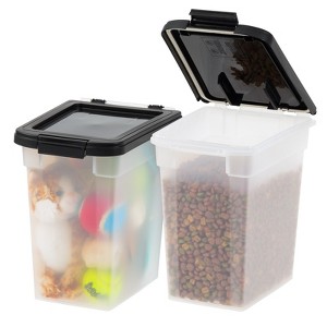 IRIS USA 10 Lbs / 12.75 Qt Airtight Dog Food Storage Container, Clear/Black - 1 of 4