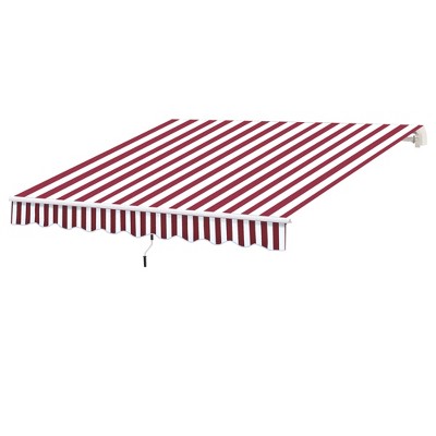 Red and White Stripe 120'' x 96'' Retractable Patio Awning