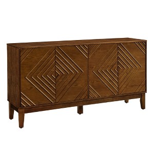 Lirago 60.5 ''L Farmhouse Fluted Sideboard Cabinet Kitchen Storage Cabinet Walnut - 1 of 4