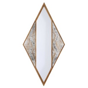 HomeRoots 38" Brass And Silver Mixed Metal Diamond Accent Mirror - 1 of 4