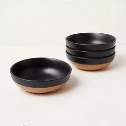 26oz Stoneware Dinner Bowls Black/Orange - Opalhouse™ designed with Jungalow™
