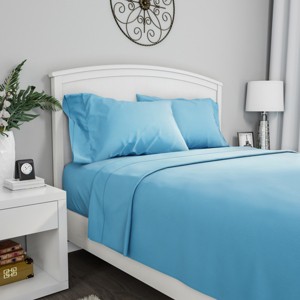 Hastings Home Twin XL Size Brushed Microfiber 3 Piece Bed Sheet and Linen Set with Stain Resistant Fitted and Flat Sheets - Light Blue - 1 of 4