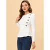 INSPIRE CHIC Women's Round Neck Button Decor Long Sleeve Peplum Shirts - 3 of 4