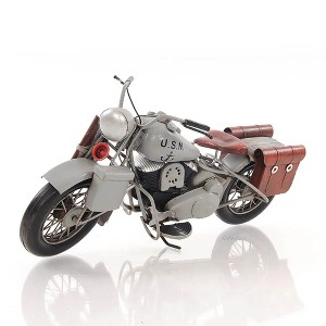 Old Modern Handicrafts 1:7 Scale 1942 Indian Model 741 Grey Motorcycle – Handcrafted Metal Military Replica - 1 of 4