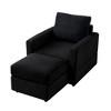 Corduroy Chaise Lounge Sofa Couch Chair Upholstered Accent Chair with Ottoman, Yellow/Gray/Black/Beige/Green-ModernLuxe - 4 of 4