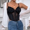 Women's Camisole Lace Bodysuit Sheer Mesh Shapewear Skinny Top - 4 of 4