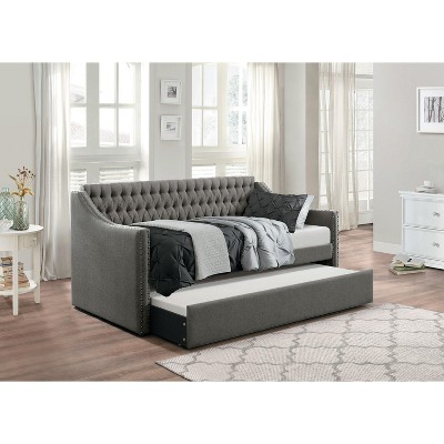 NicBex Twin Size Upholstered Tufted Button Daybed with Trundle for Bedroom,Living Room,Apartment