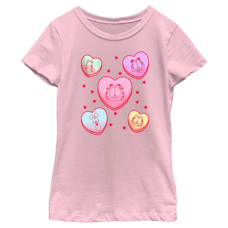 Girl's Garfield Candy Hearts T-Shirt, 1 of 5