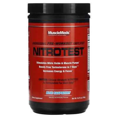 MuscleMeds Nitrotest, Androgenic Pre-Workout Amplifier, Blue Raspberry, 16.72 oz (474 g)