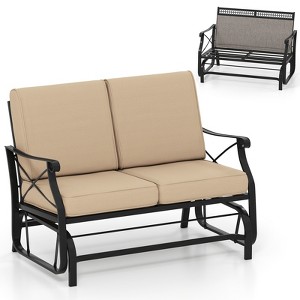 Tangkula Outdoor 2-Person Glider Rocking Chair Loveseat w/Thick Cushions & Metal Frame - 1 of 4