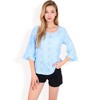 Anna-Kaci Women's 3/4 Sleeve V-Neck Blouse with Geometric Eyelet Pattern - 4 of 4