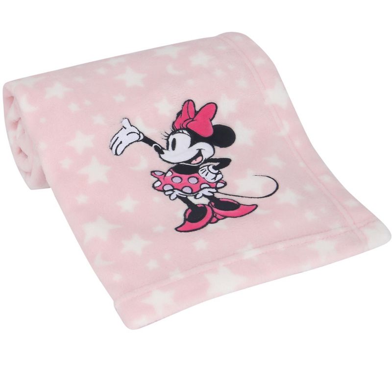Lambs & Ivy Disney Baby Minnie Mouse Stars Pink Soft Fleece Baby Blanket, 3 of 5