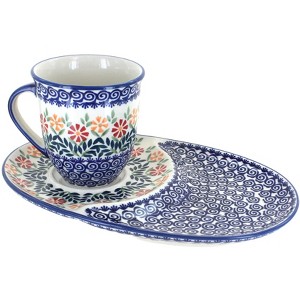 Blue Rose Polish Pottery P006 Manufaktura Breakfast Plate & Breakfast Mug Set - 1 of 2