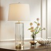Regency Hill Rivera Traditional Table Lamp 27 3/4" Tall Clear Glass with Nightlight LED White Shade for Bedroom Living Room Bedside Nightstand Office - 2 of 4