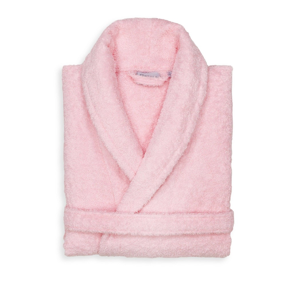 L/XL Terry Cloth Solid Bathrobe Pink - Linum Home Textiles