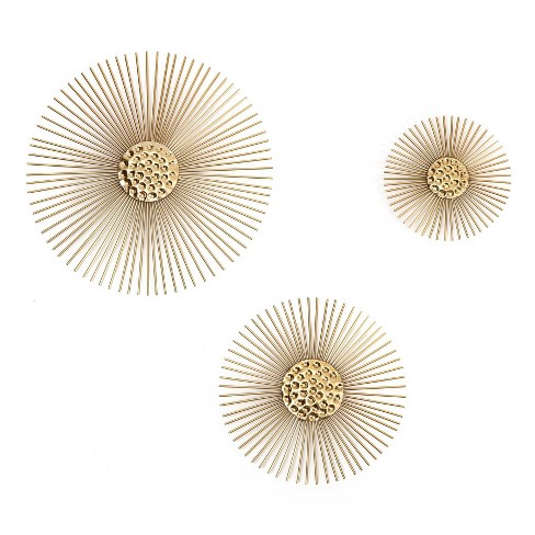 Brewster (set Of 3) Sunburry Gold Sunburst Metal Wall Arts: Iron ...