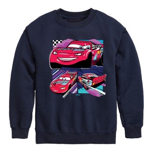 Boys' - Cars - Lightning Mcqueen Finish Line Graphic Long Sleeve Fleece Sweatshirt - 1 of 4