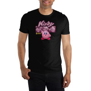 Mens Black Kirby Retro Video Game Short Sleeve Graphic Tee - 1 of 2