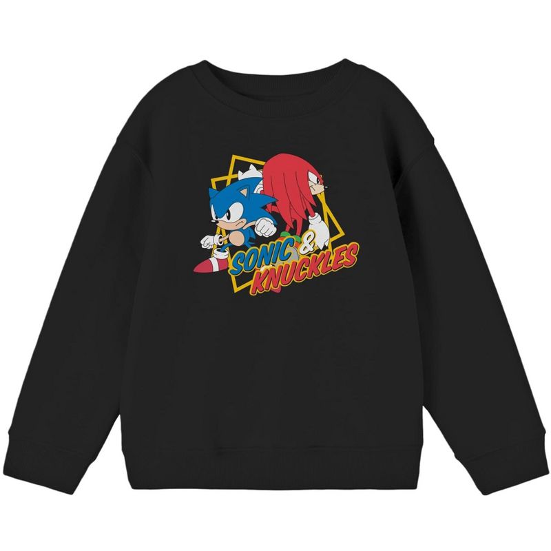 Sonic The Hedgehog Sonic & Knuckles Boy's Black Long Sleeve Shirt, 1 of 3