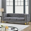 ChicFurnit Sofa Modern Velvet Button Tufted Square Arm 2 Seat / 3 Seat Sofa Comfortable and Stylish Seating Couches for Living Room, Gray/Beige/Beige - 2 of 4