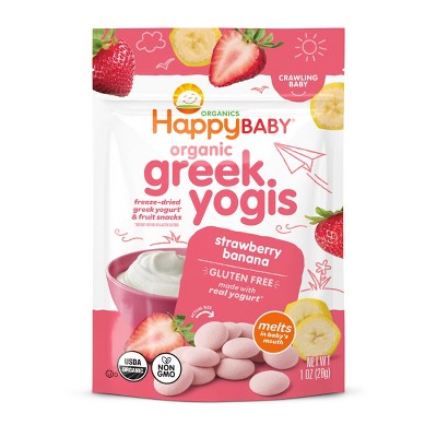 Happy Baby Organic Yogis Strawberry Banana Freeze Dried Greek Yogurt & Fruit Baby Snacks - 1oz