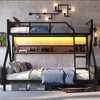 JUJABU Twin XL over Queen Metal Bunk Bed with Storage Shelves, Lights, Space-Saving & Noise-Free - Black - 3 of 4