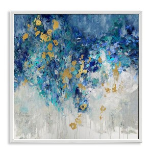 Stupell Industries Abstract Blue Gold Paint Design, 17" x 17" - 1 of 4