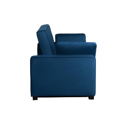 Navy Blue Tufted Microfiber Full Sleeper Loveseat