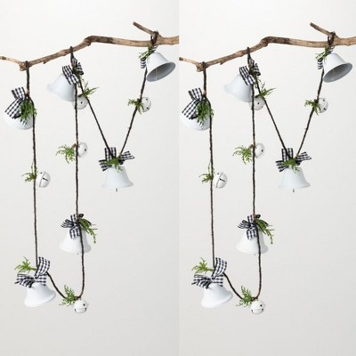 Sullivans Decorative Bell Garland, Set of 2, 5'L Black and White