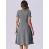 Allegra K Women's Houndstooth Boat Neck Short Sleeve Elegant A-Line Dress - 3 of 4