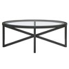 NicBex Modern Oval Wooden Coffee Table with Glass Top for Living Room and Office - 3 of 4