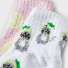 Women's Cats & Lemons 2pk Cozy Quarter Crew Socks - White/Pink 4-10: Midweight Velour Ribbed Fabric - 3 of 3