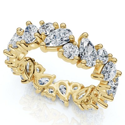 Pompeii3 3Ct Pear & Round Diamond Eternity Ring 14k Gold or Platinum Lab Created