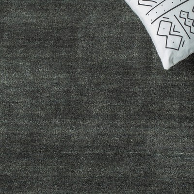 Charcoal Hand-Knotted Wool Rectangular Area Rug, 5' x 8'