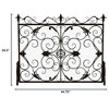 Angel Sar 44x35in Floral Fireplace Screen, Wrought Iron Decorative Fire Screen with Victorian Floral Design, Golden Black - 3 of 4
