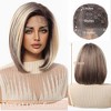 Jessie's Wig Bob Straight Lace Wigs Synthetic Hair 13*5*1 C Part Lace Black Ombre Blonde With Dark Roots 10 Inch - 2 of 4