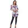 Women's  Roll Tab Sleeve Plaid Buttoned Top - White Mark - 2 of 4
