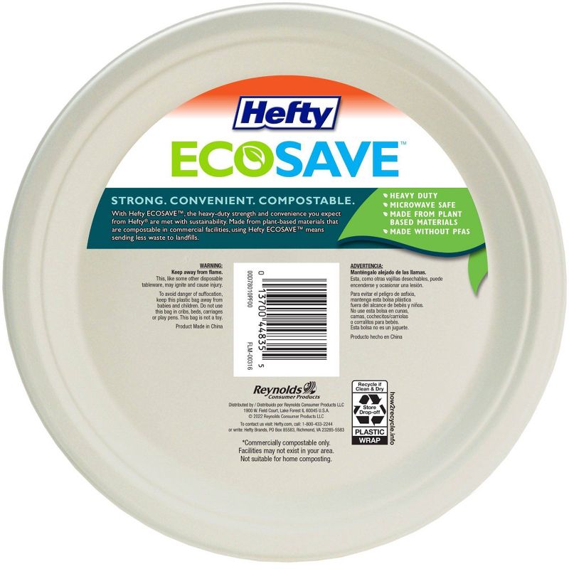 Hefty EcoSave Molded Fiber Paper 10 1/8&#34; Plates - 16ct, 3 of 9