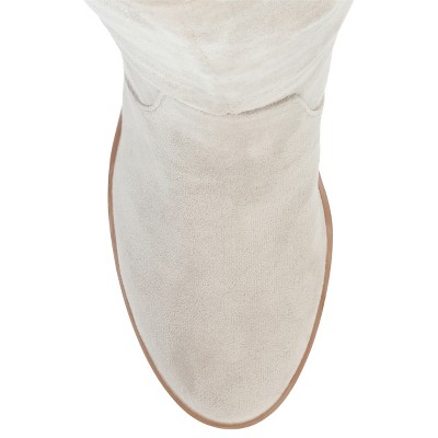Stone Faux Suede Knee-High Block Heel Boots, Size 5.5