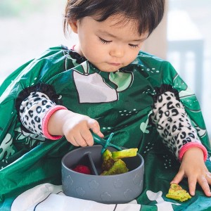 Grabease Allover Waterproof Bib for Self-Feeding Infants and Toddlers, Machine Washable, Ages 6-24 Months, Forest Green - 1 of 3