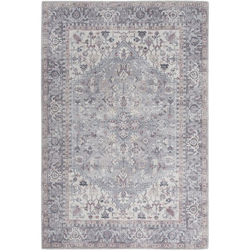 Nicole Curtis Machine Washable Traditional Boho Grey 4' x 6' Area Rug, (4'  x 6')