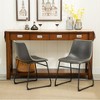 Okak Vintage 31.5" Height PU Leather Dining Chairs Set of 2, Sleigh Legs with Footrest & Zig-Zag Stitching, Metal Frame Counter Stools - 2 of 4