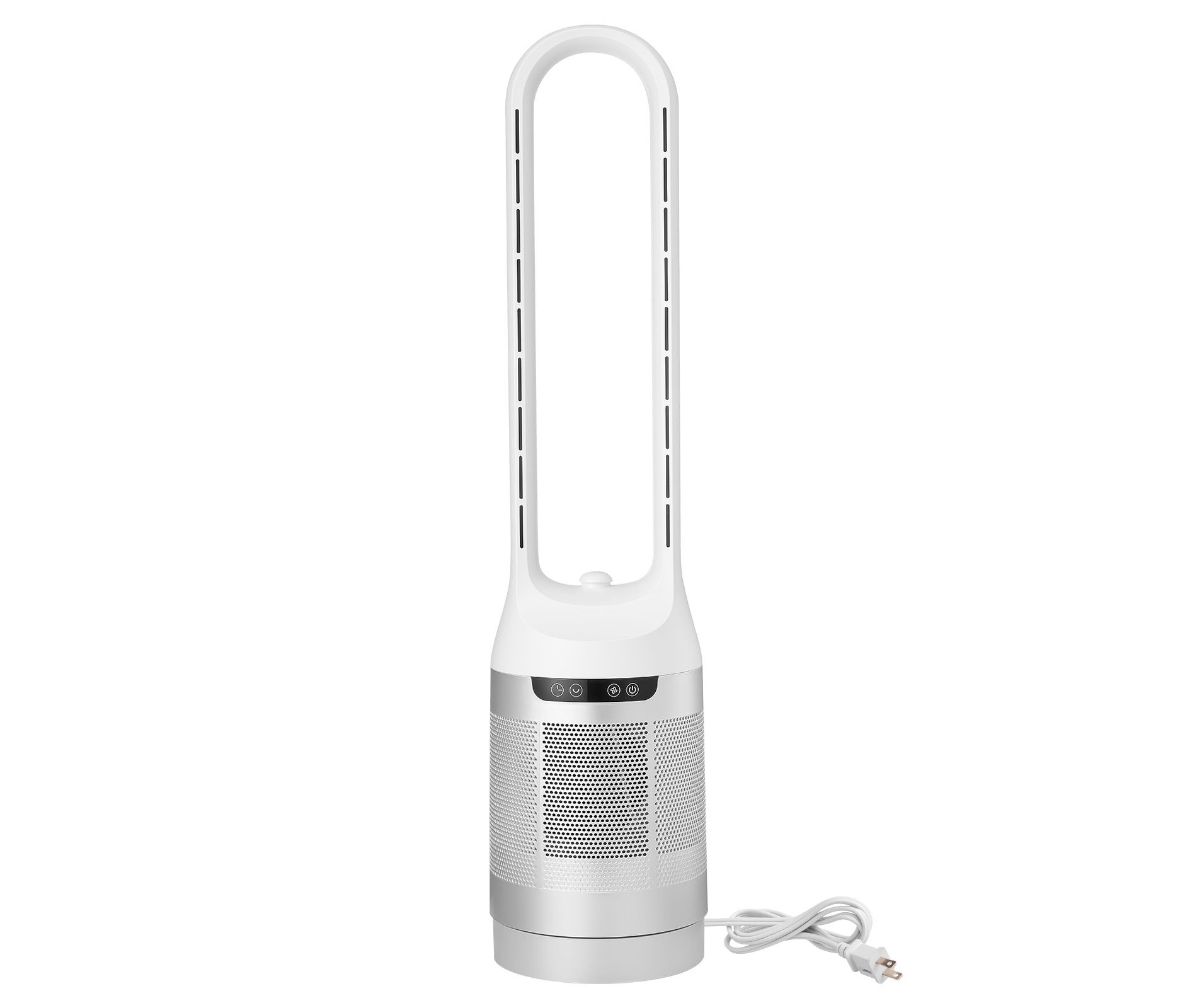 VEVOR Bladeless Tower Fan, 65° Oscillating Standing Fan, 12 Speeds & 4 Modes & 8H Timer, 14.76 ft/s High Velocity Floor Air Circulator, White