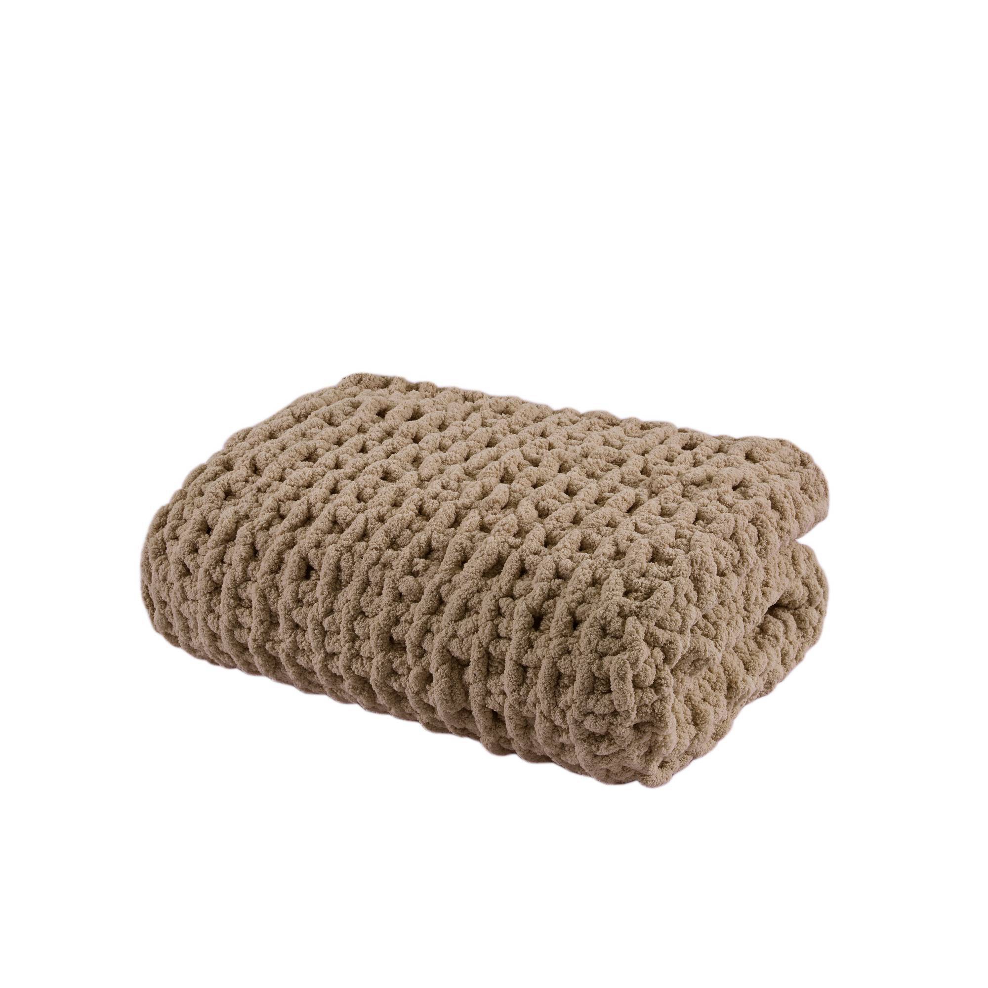 50"x60" Chenille Chunky Knit Throw Blanket Brown - Madison Park: Cozy Polyester, All Ages, OEKO-TEX Certified